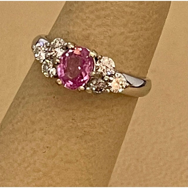 0.75 Ct Natural Pink Sapphire & 0.50 Ct Diamond Ring in 18 Karat White Gold For Sale - Image 9 of 18
