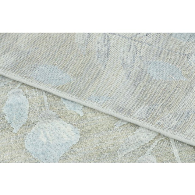 Textile Rug & Kilim’s Block Print Rug With Beige-Gray and Steel Blue Florals For Sale - Image 7 of 7