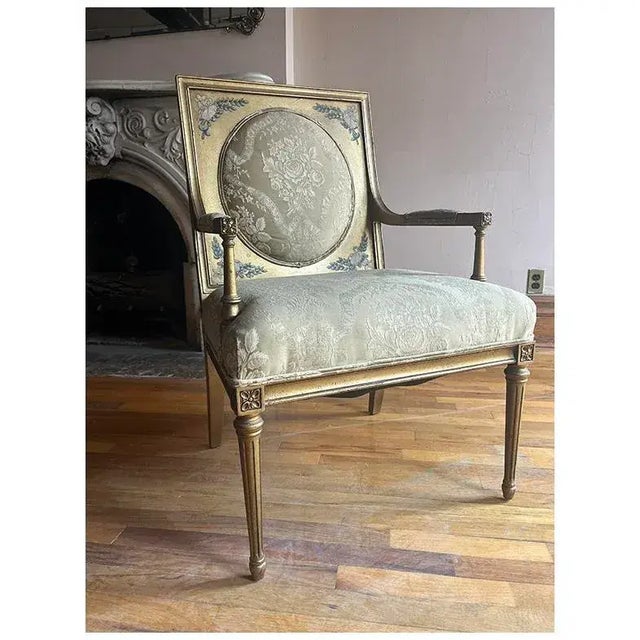 French Early 20th Century French Louis XVI Style Neoclassical Arm Chair For Sale - Image 3 of 12