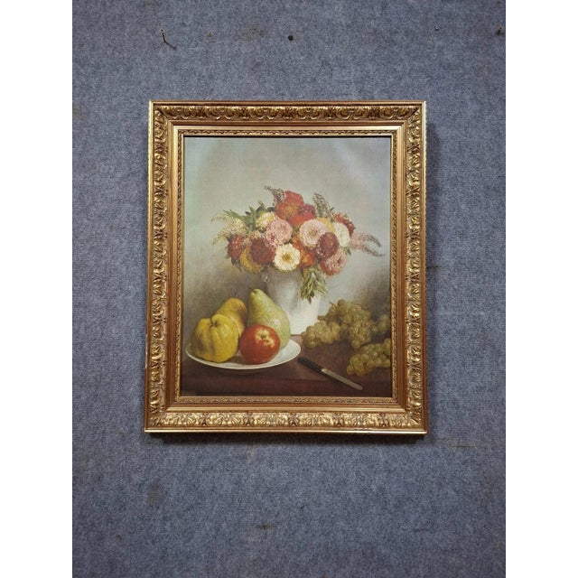 After Henri Fantin-Latour, Still Life with Flowers and Fruit, 1970s, Oil on Canvas For Sale - Image 10 of 10