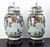 Pair of Chinese porcelain covered denglongpings, finely formed, matching, lidded, lantern shape jars with polychrome...