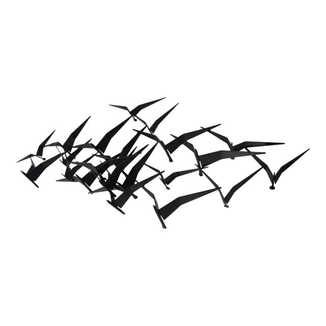 Black Curtis Jere Birds Wall Sculptural Object For Sale