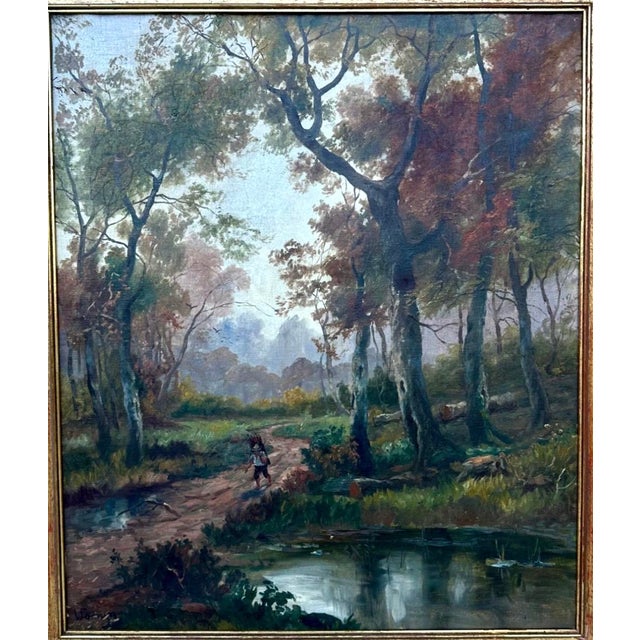 American 19th Century Hudson River School Style Landscape Oil Painting Attributed to Andrew W. Warren For Sale - Image 3 of 18