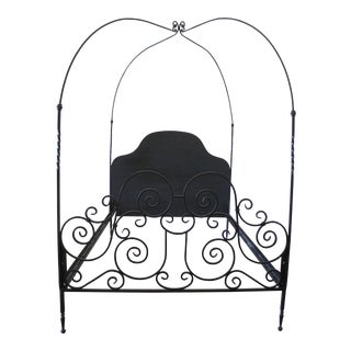 Custom Black Iron Queen Size Canopy Bed For Sale