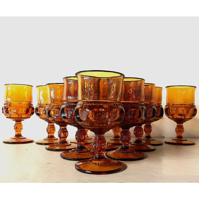 MidCentury Amber Glass Goblets Set of 12 Chairish