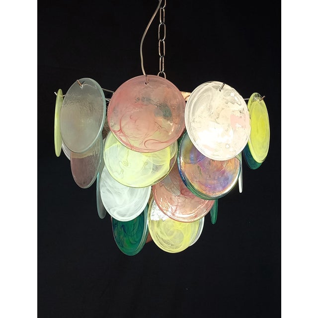 1980s Vintage Alabaster Murano Glass Disc Chandelier, Italy, 1981 For Sale - Image 5 of 11
