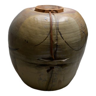 Large Lidded Vessel by Sandra Johnstone, Salt-Fired Ceramic, 1970s For Sale