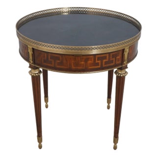 Maitland Smith Marquetry Inlaid Marble Top Round Center Table For Sale