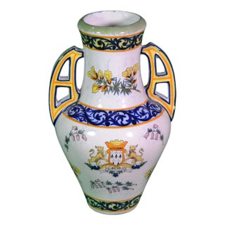 Faience Vase from HR Quimper, 1890 For Sale