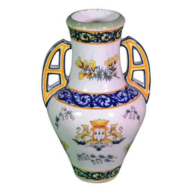Faience Vase from HR Quimper, 1890 For Sale