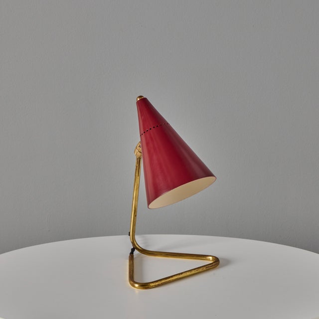 Red 1950s Giuseppe Ostuni Red Conical Table Lamp for Oluce For Sale - Image 8 of 18