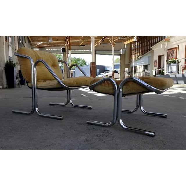 Jerry Johnson Chrome Lounge Chair Ottoman A Pair Chairish