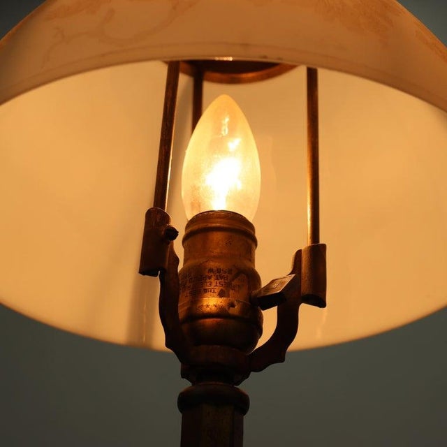 Glass Antique Pittsburg Table Lamp With Floral Acid Etched Glass Shade C1920 For Sale - Image 7 of 7