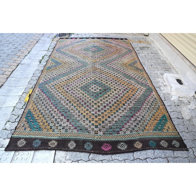 1960s Vintage Handmade Kilim Rug For Sale - Image 11 of 11