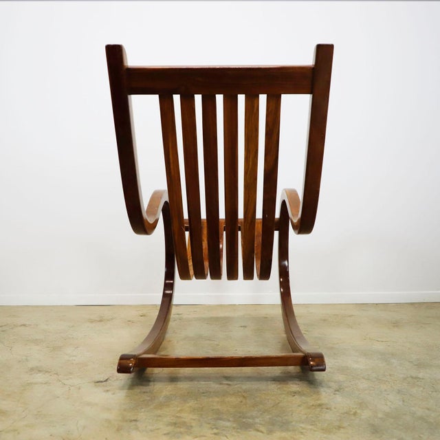 1970s Mexican Rocking Chair Made in Tropical Wood For Sale - Image 15 of 17