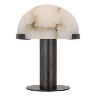 Kelly Wearstler by Visual Comfort Signature Melange 8" Rechargeable Accent Lamp in Bronze with Alabaster Shade For Sale