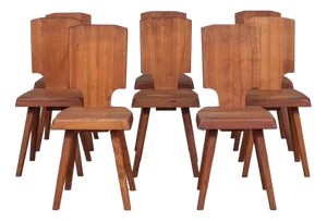 Mid-Century French Elm S28 Dining Chairs from Pierre Chapo, 1970s, Set of 8