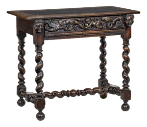Early 19th Century Flemish Carved Walnut Side Table, 1820s