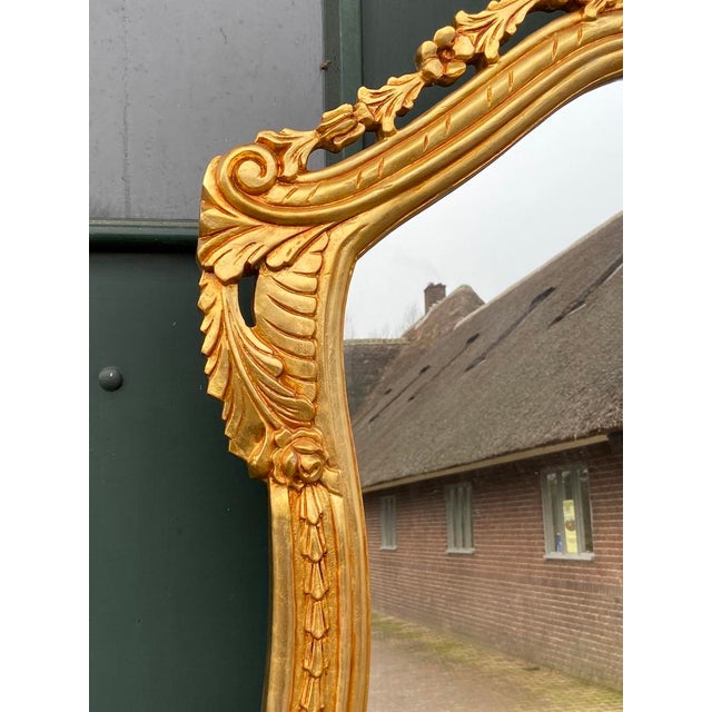 Mid 20th Century Mid 20thC French Louis XVI Rococo Gold Console Table With Mirror - Set of 2 Pc For Sale - Image 5 of 11