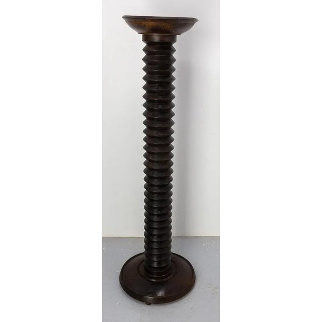 Mid-Century French Pedestal in White Wood in the style of Dudouyt, 1960s For Sale - Image 4 of 11