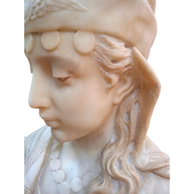 19th-Century Italian Alabaster Bust, Likely of the “Song of Solomon’s” Shulamite For Sale - Image 9 of 17