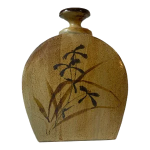 Artisan Mid-Century Asian Motif Vintage Ceramic Vase Singed