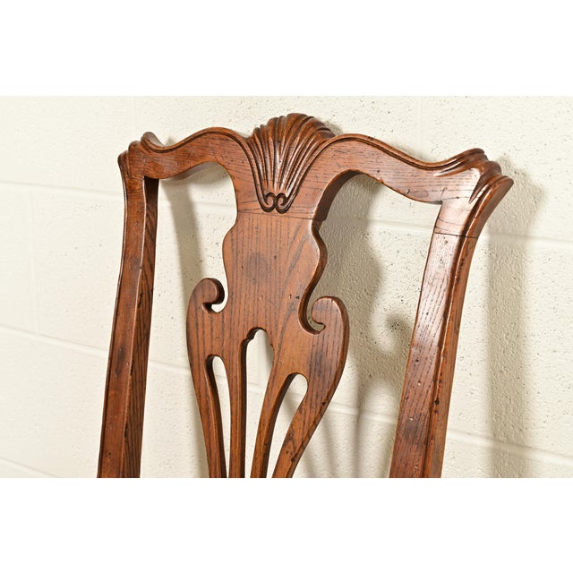 Henredon Georgian Carved Solid Oak Dining Chairs, Set of Eight For Sale - Image 9 of 16