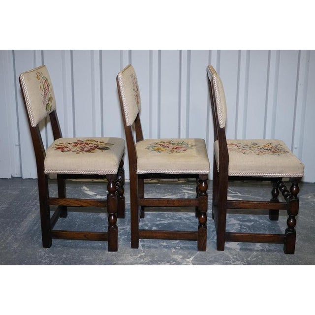 English Victorian Floral Tapestry Dining Chairs, Set of 6 For Sale - Image 4 of 16