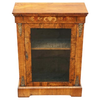Antique Inlaid Burr Walnut Pier Display Cabinet, 1880s For Sale