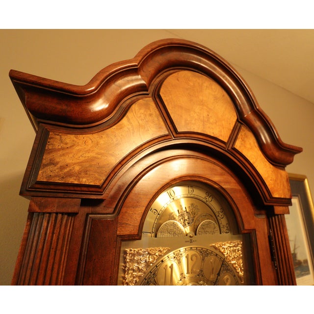 Howard MillerTriple-Chime Grandfather Clock — Burl Walnut Case For Sale - Image 11 of 16