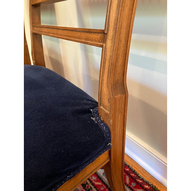 Early 20th Century Early 20th Century Regency Revival Style Armchairs Blue Velvet Upholstery- A Pair For Sale - Image 5 of 8