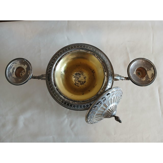 English Antique Silver Plate Meriden Double Wedding Basket Centerpiece For Sale - Image 3 of 9