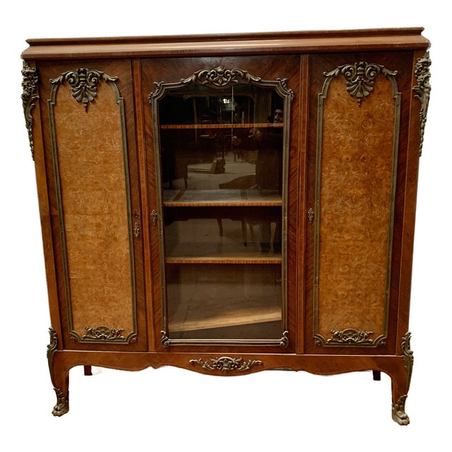 20th Century Louis XV Bookcase in Mahogany and Burr Walnut For Sale