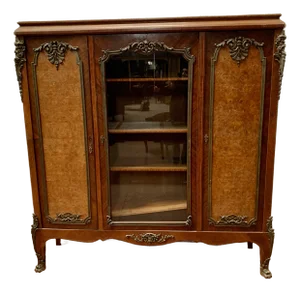20th Century Louis XV Bookcase in Mahogany and Burr Walnut
