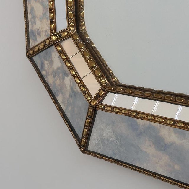 Hollywood Regency Vintage Spanish Octagonal Mosaic Mirror For Sale - Image 3 of 9