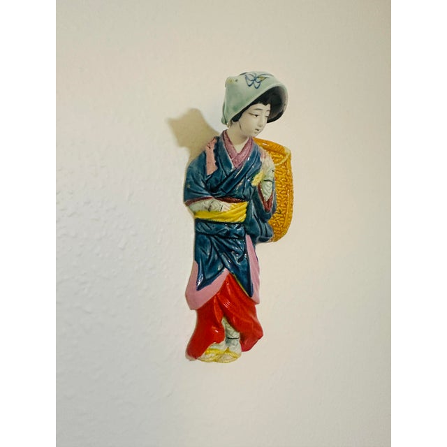 Mid-Century Modern Mid-Century Japanese Ceramic Wall Pocket For Sale - Image 3 of 6