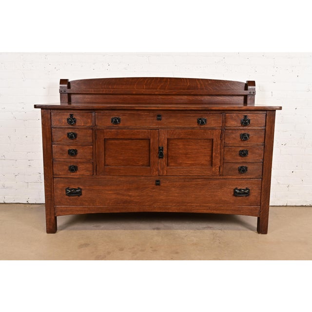 Limbert Antique Mission Oak Arts & Crafts Sideboard Buffet, Newly Refinished For Sale - Image 15 of 15