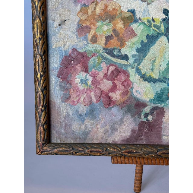 1960s 1964 Floral Still Life Painting on Canvas in Carved Frame, Signed For Sale - Image 5 of 11