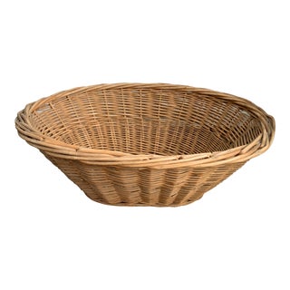 1960’s French Oval Wicker Laundry Basket For Sale