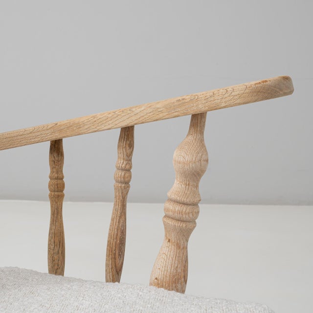 20th Century French Spindle-Back Oak Rocking Chair with Bouclé Cushions For Sale - Image 12 of 18