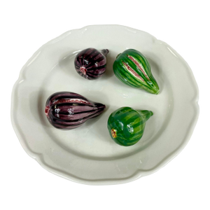 Vintage Trompe l'Oeil Ceramic Dinner Plate With Green and Purple Figs