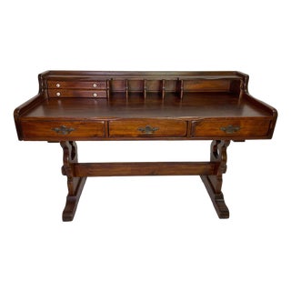 Early 20th Century Victorian Solid Pine Writing Desk With Hutch For Sale