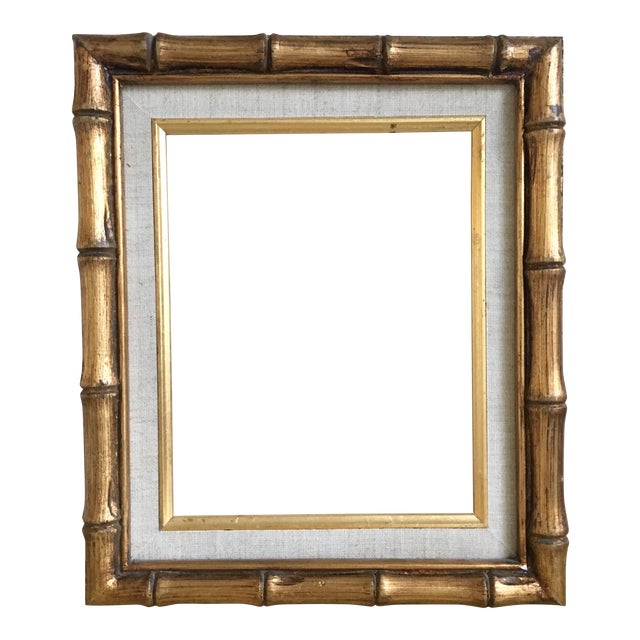 Gold Bamboo & Linen Matted Frame, 8x10, Vintage Chairish