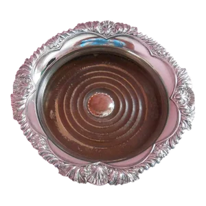 Corbell & Co Silverplate Wine Coaster Shell & Acanthus Walnut Base London 1946