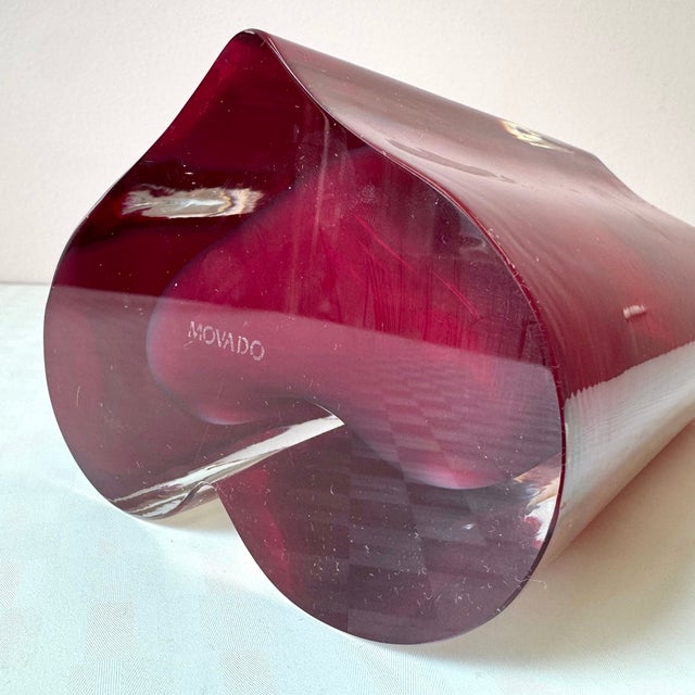 Vintage Crystal Red Heart Vase by Movado For Sale - Image 9 of 9