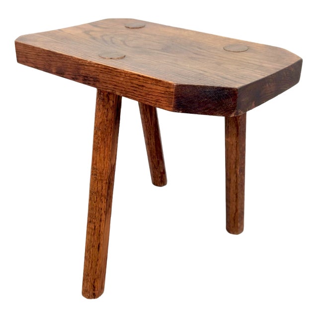 Vintage French 3-Legged Milking Stool in Oak, 1950s For Sale