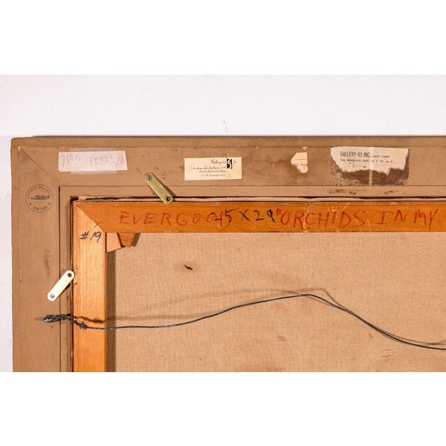 Realism Philip Evergood Orchids in my Studio Signed Modern Expressive Oil Painting For Sale - Image 3 of 11