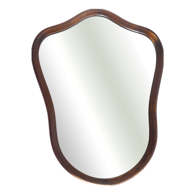 Vintage Dutch Scalloped Wooden Mirror, 1950s For Sale