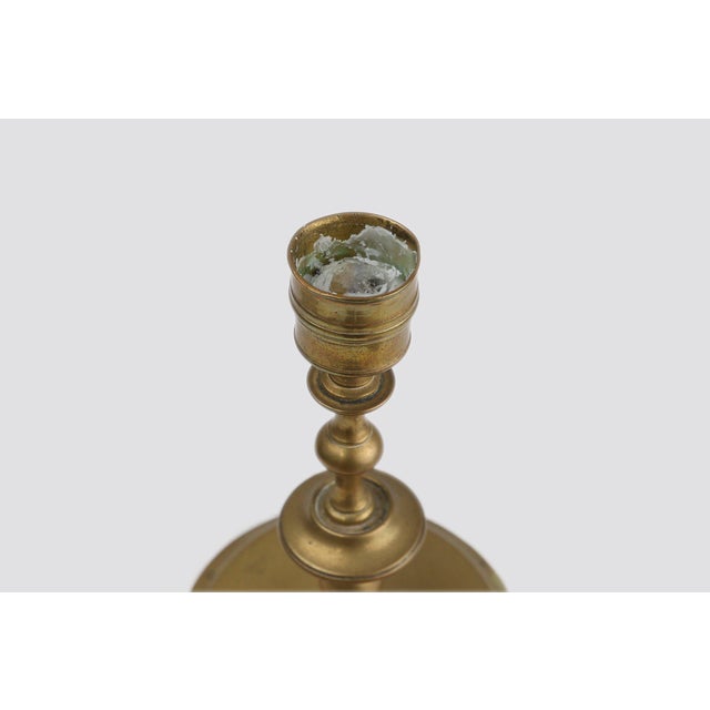 Metal Antique Flemish Copper Disc Candlestick, 15th Century For Sale - Image 7 of 12