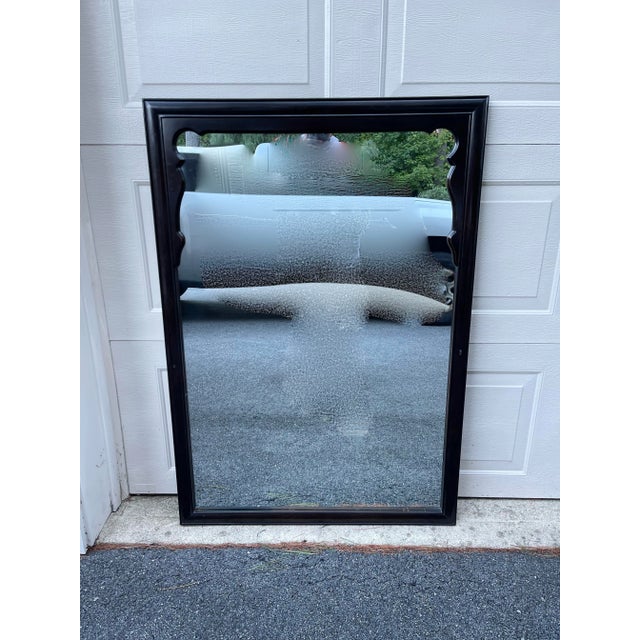 Asian 1970s Century Furniture Chin Hua by Raymond K Sabota Black Ebonized Asian Style Mirror For Sale - Image 3 of 6